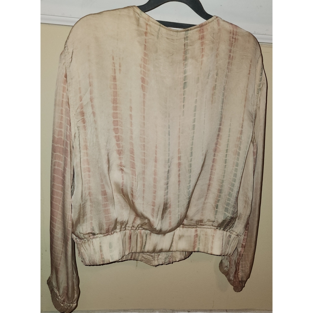 Frye Womens Mandria Bomber Jacket Small Drapey Tie Dye Zip Front w/ Pockets - Picture 4 of 12